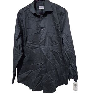 Van Heusen Dress Shirt For Men Size Medium Black Ultra Wrinkle Free Regular Fit